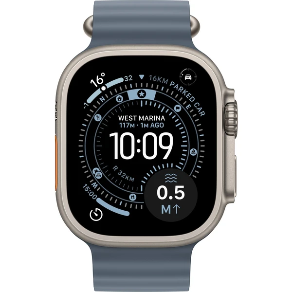 Apple Watch Ultra 3 (2025) 49mm Přírodní titan s ocelově modrým oceánským řemínkem (Další) - Chytré hodinky - Obrázek QAQH000K01