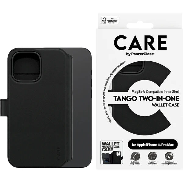 PanzerGlass® CARE pouzdro Apple iPhone 16 Pro Max MagSafe Wallet 2v1 černý - Pouzdra - Obrázek QB08000P01