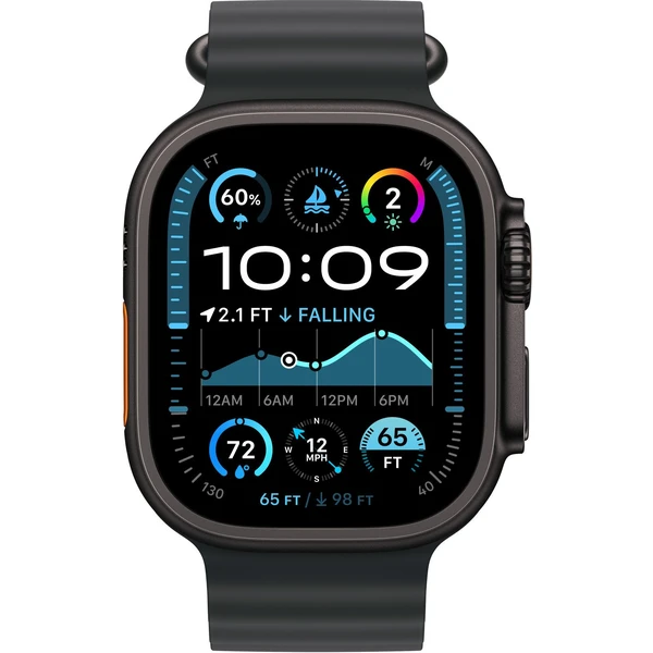 Apple Watch 49/44/45/46mm černé prodloužení oceánského řemínek s černým titanem - Řemínky - Obrázek QB18000J01