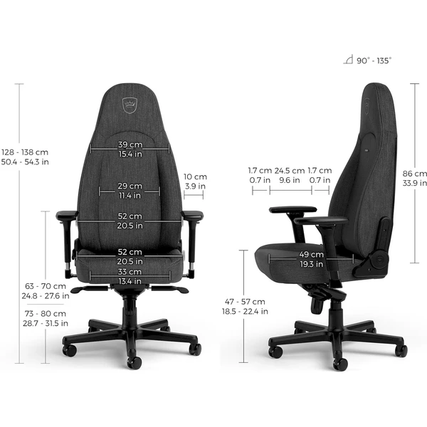 noblechairs ICON TX látková herní židle černá - Židle - Obrázek QBUA000J01