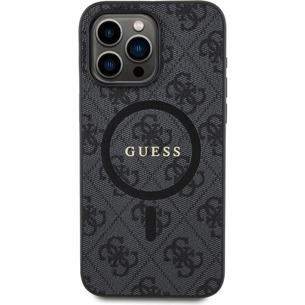 Guess PU Leather 4G Colored Ring MagSafe kryt iPhone 15 Pro Max černý - Pouzdra - Obrázek QF72000N01