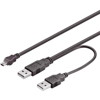 PremiumCord MiniUSB-B/USB-A napájecí prodlužovací kabel černý - Kabely a redukce