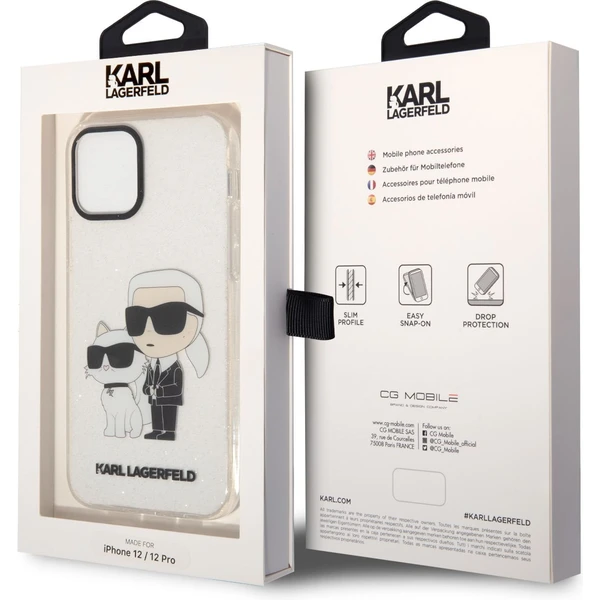Karl Lagerfeld IML Glitter Karl and Choupette NFT kryt iPhone 12/12 Pro čirý - Pouzdra - Obrázek QIJYF00101