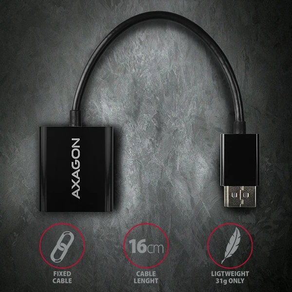 AXAGON DisplayPort/VGA redukce 0,2m černá - Kabely a redukce - Obrázek QJ7HF00101