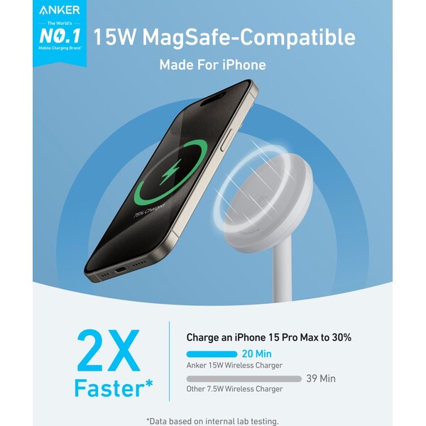 Anker MagGo A25X1 MagSafe nabíječka (15W) bílá - Nabíječky - Obrázek QJ9R000K01