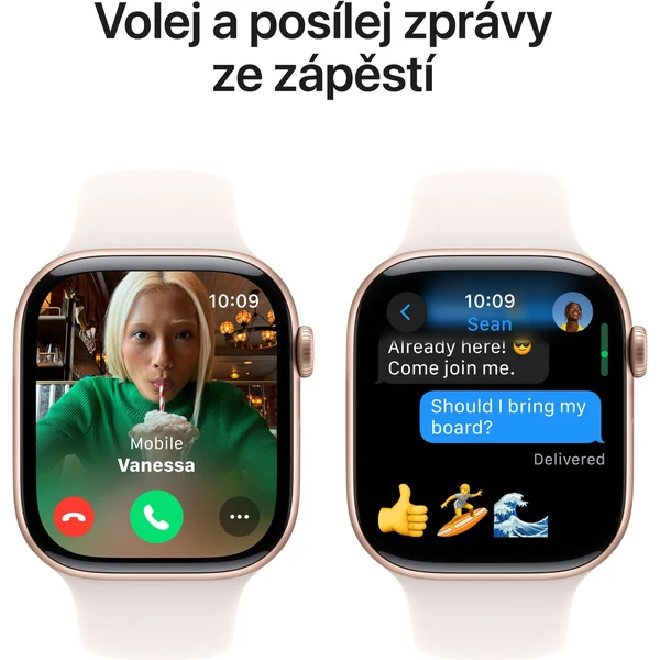 Apple Watch Series 10 46mm Růžově zlatý hliník se světle ruměnným sportovním řemínkem M/L - Chytré hodinky - Obrázek QJQ7000K01