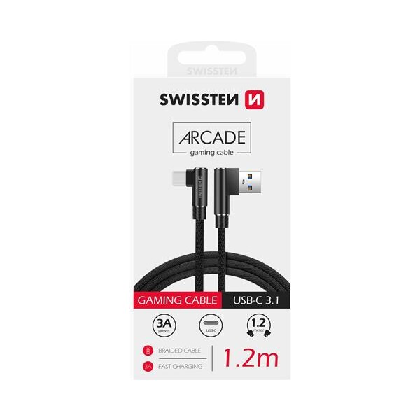 SWISSTEN Arcade Textile kabel USB / USB-C 1,2 M černý