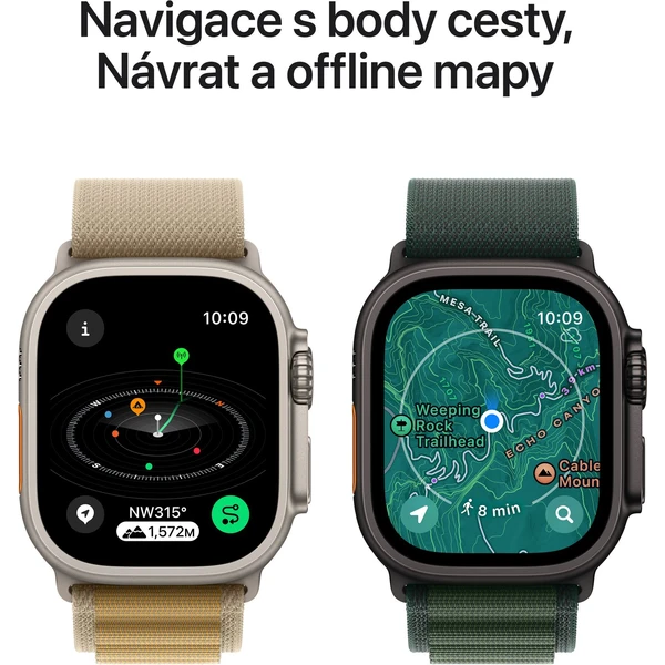 Apple Watch Ultra 2 (2024) 49mm Černý titan s tmavě zeleným alpským tahem S - Chytré hodinky - Obrázek QPQ7000K01