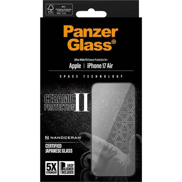PanzerGlass® Ceramic II sklo Apple iPhone Air s instalačním rámečkem - Ochranné folie a skla - Obrázek QSEH000K01