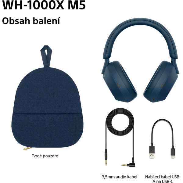 Sony WH-1000XM5 bezdrátová sluchátka modrá - Sluchátka - Obrázek QT2H000K01