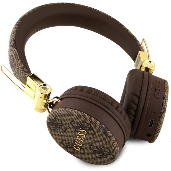 Guess PU Leather 4G Metal Logo BT5.3 Stereo Headphone hnědé - Sluchátka - Obrázek QT72000N01