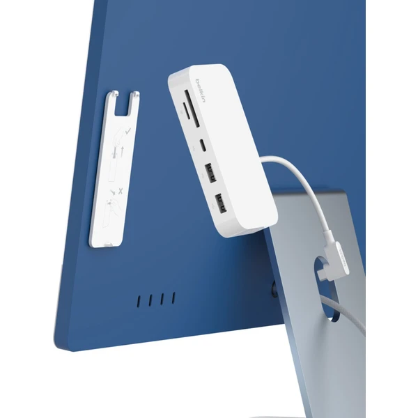 Belkin Connect USB-C 6v1 Multiport Hub s držákem bílý - Dokovací stanice - Obrázek QUDWF00101