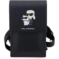 Karl Lagerfeld Saffiano Metal Logo NFT Wallet Bag pouzdro černé - Popruhy a crossbody