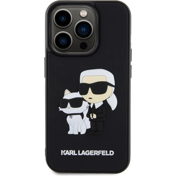 Karl Lagerfeld 3D Rubber Karl and Choupette kryt iPhone 15 Pro černý - Pouzdra - Obrázek QXM6000701