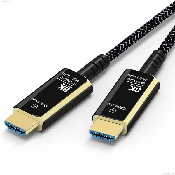 PremiumCord HDMI 2.1/HDMI 2.1 optický kabel s ethernetem 8K 5m černý/bílý - Kabely a redukce - Obrázek QXR8700301