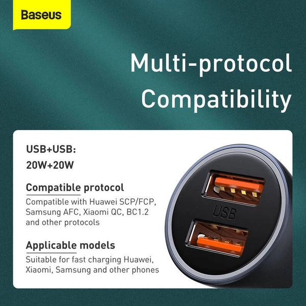 Baseus Golden Contactor Pro 40W USB-C nabíječka do auta šedá - Nabíječky - Obrázek QXTL000K01