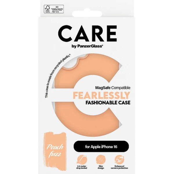 PanzerGlass® CARE kryt Apple iPhone 16 MagSafe Fearlessly broskvový - Pouzdra - Obrázek R008000P01