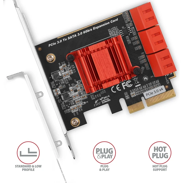 AXAGON PCES-SA6 PCIe řadič 6x interní SATA 6G port - Řadiče - Obrázek R0J0000P01
