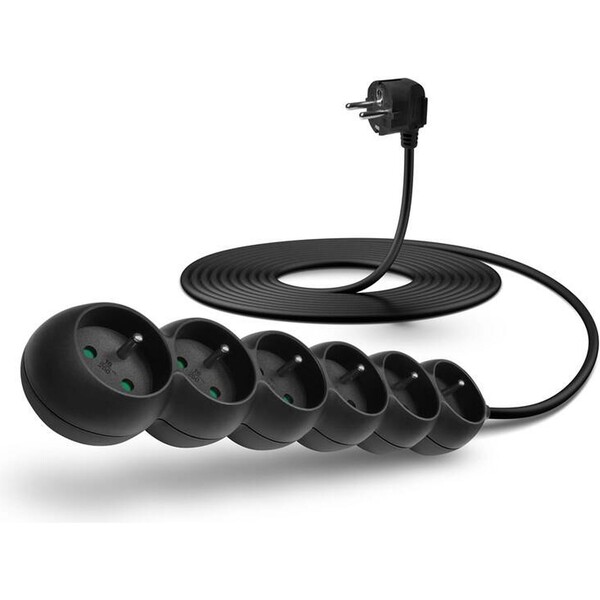 CONNECT IT prodlužovací kabel 230 V, 6 zásuvek, 5 m, bez vypínače (černý) CES-1320-BK Černá