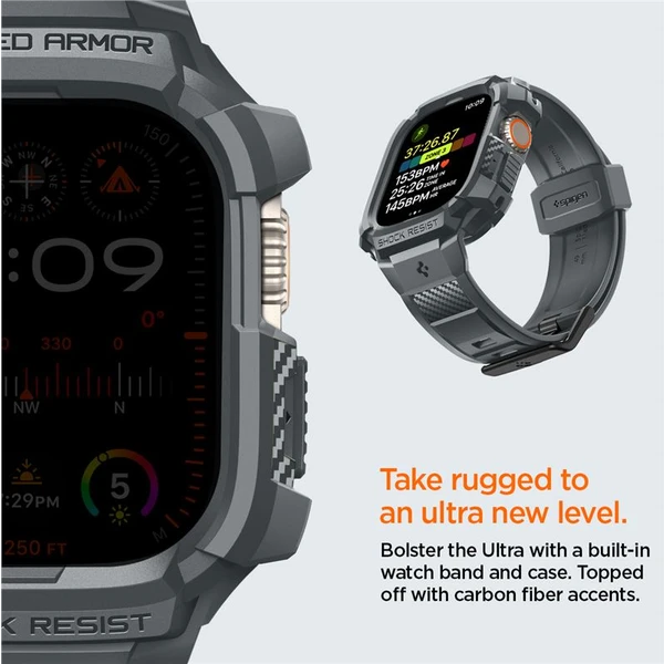 Spigen Rugged Armor Pro řemínek s pouzdrem Apple Watch Ultra 3/2/1 (49mm) šedý - Řemínky - Obrázek R1A1000P01