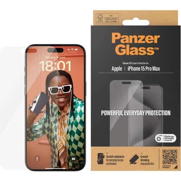 PanzerGlass Classic Fit ochranné sklo Apple iPhone 15 Pro Max - Ochranné folie a skla - Obrázek R1TS100501