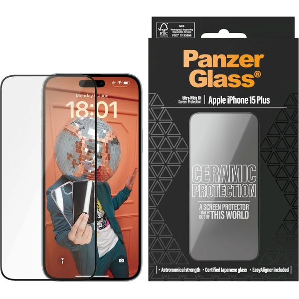 PanzerGlass Ceramic tvrzené sklo Apple iPhone 15 Plus s instalačním rámečkem - Ochranné folie a skla - Obrázek R1V7000L01