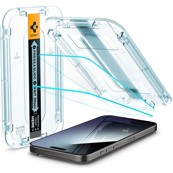 Spigen Glass tR EZ Fit 2 Pack tvrzené sklo iPhone 15 Pro čiré
