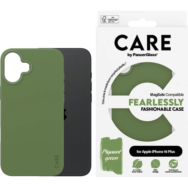 PanzerGlass® CARE kryt Apple iPhone 16 Plus MagSafe Fearlessly zelený - Pouzdra - Obrázek R208000P01