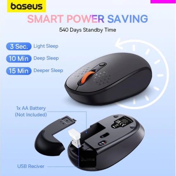 Baseus F01B Tri-mode bezdrátová myš šedá - Myši - Obrázek R22R000K01
