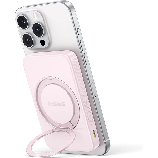 Baseus PicoGo Qi2 s otočným stojanem a bezdrátovým nabíjením powerbanka 5000mAh 20W USB-C růžová - Powerbanky - Obrázek R3AE000N01