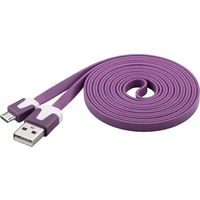 PremiumCord USB-A/MicroUSB plochý napájecí kabel 2m fialový - Kabely a redukce