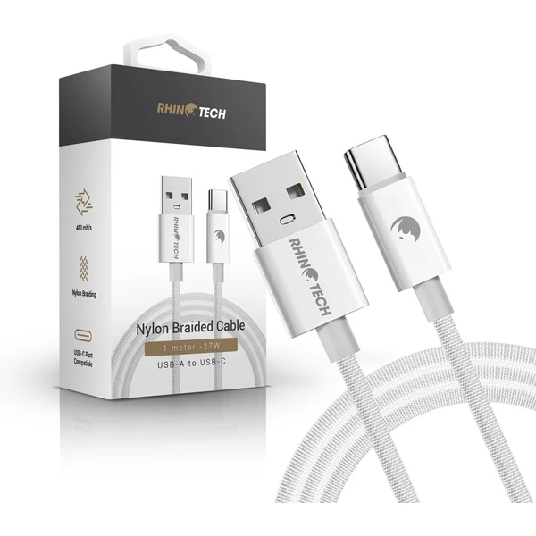 RhinoTech USB-A/USB-C napájecí kabel 27W 1m bílý - Kabely a redukce - Obrázek R431000L01