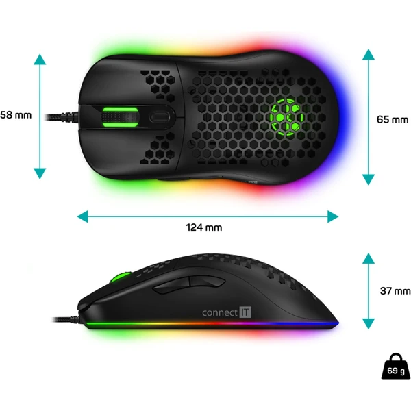 CONNECT IT BATTLE AIR 2 profesionální optická herní myš + SW, 12800 DPI černá - Myši - Obrázek R4N0000P01