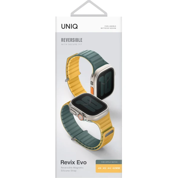UNIQ Revix Evo oboustranný řemínek Apple Watch 49/46/45/44/42mm (zelený/žlutý) - Řemínky - Obrázek R4O5000O01