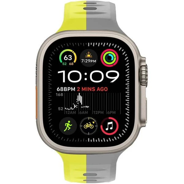CubeNest Premium Silicon Band řemínek Apple Watch 42-49 mm šedý/žlutý - Řemínky - Obrázek R4UD000O01