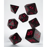 Set kostek Q-workshop Cyberpunk Edition černé s červenými ornamenty (7 kostek) - Kostky