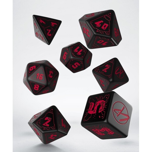 Set kostek Q-workshop Cyberpunk Edition černé s červenými ornamenty