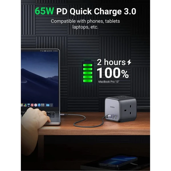 UGREEN DigiNest Cube 65W nabíjecí kostka s GaN - Zásuvky - Obrázek R790000N01