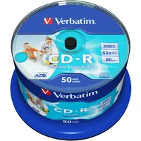 VERBATIM CD-R(50 ks)Spindle/Inkjet Printable/52x/700MB bez loga - Optické disky