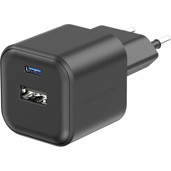 Swissten síťový adaptér GaN 1x USB-C 20W PD + 1x USB-A 18W QC černý
