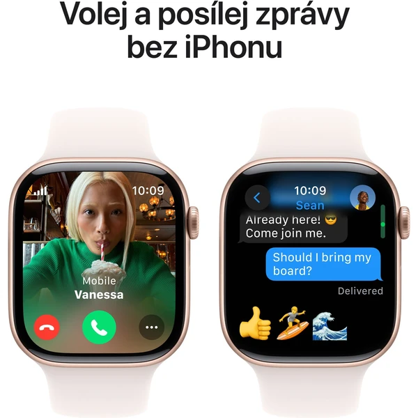 Apple Watch Series 10 Cellular 42mm Růžově zlatý hliník se světle ruměným sportovním řemínkem S/M (Další) - Chytré hodinky - Obrázek R9Q7000K01