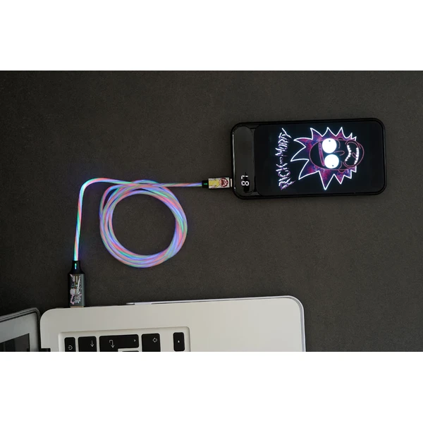 Lazerbuilt Rick & Morty - Shock! USB-A/USB-C svítící napájecí kabel 10W 1,2m bílý - Kabely a redukce - Obrázek RA7H000K01