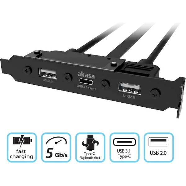 Akasa USB 3.1 gen 1 typ C a 2xTyp A 2.0 záslepka - USB huby - Obrázek RBBJ000K01