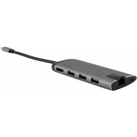 Verbatim USB-C Multiport HUB, 3x USB 3.0, 1x USB-C, HDMI, LAN, SD, microSD dokovací stanice šedá - Dokovací stanice