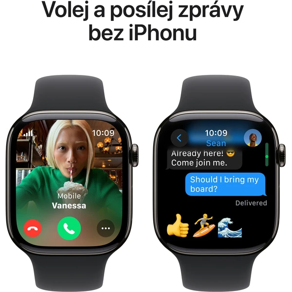 Apple Watch Series 10 Cellular 42mm Břidlicově šedý titan s černým sportovním řemínkem M/L (Další) - Chytré hodinky - Obrázek RBQ7000K01