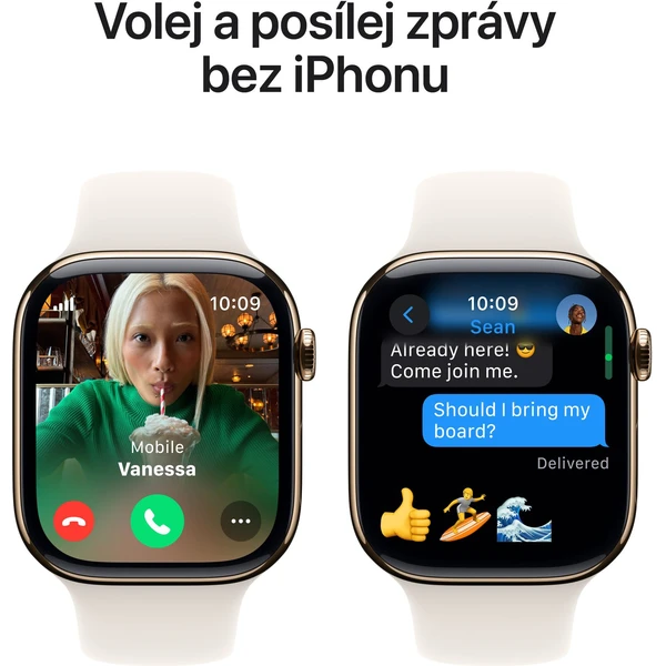 Apple Watch Series 10 Cellular 42mm Zlatý titan s hvězdně bílým sportovním řemínkem S/M - Chytré hodinky - Obrázek RCQ7000K01