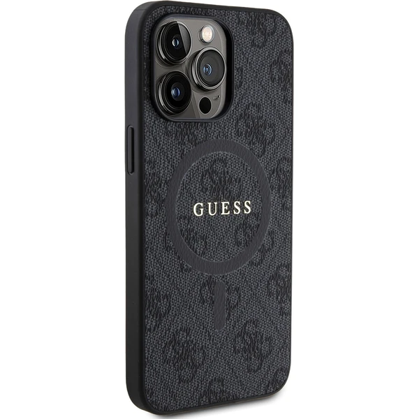 Guess PU Leather 4G Colored Ring MagSafe kryt iPhone 15 Pro Max černý - Pouzdra - Obrázek RF72000N01