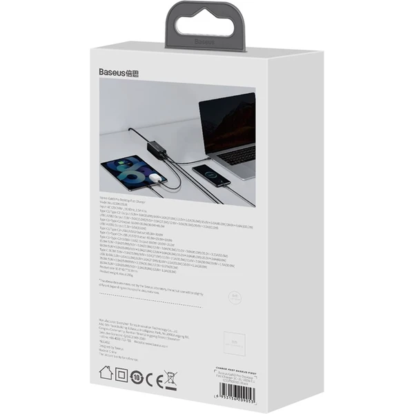 Baseus GaN3 rychlonabíječka 2xUSB-A, 2xUSB-C 100W černá - Nabíječky - Obrázek RGGE000L01
