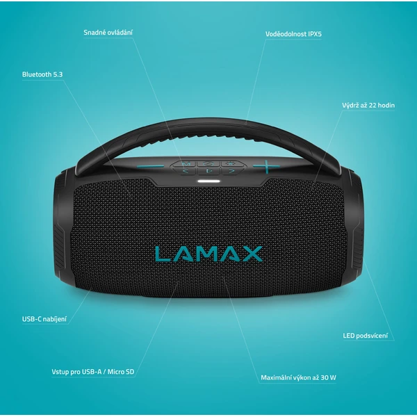LAMAX PartyGo1 Mini bezdrátový reproduktor černý - Reproduktory - Obrázek RGSL000K01