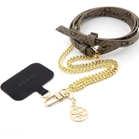 Guess Crossbody Popruh PU 4G Chain with Charm zlatý/hnědý - Popruhy a crossbody